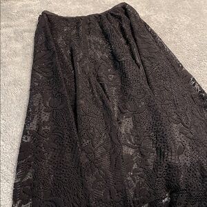 Free People Elegant Black Floral Lace Slip